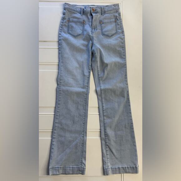 Tribal Denim - Tribal Jeans Brooke High Rise Micro Flare Size 4 Women Pocket Light Wash Denim